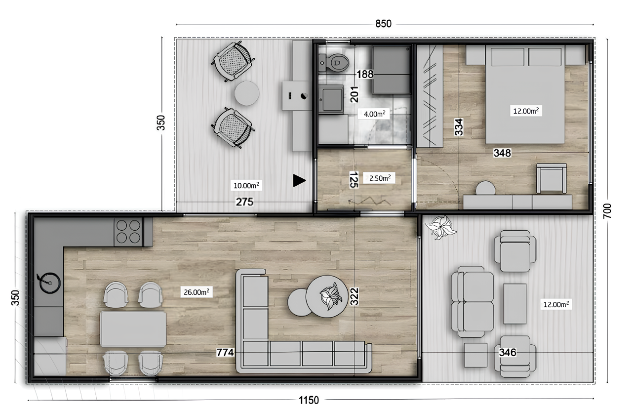 One Bedroom Holiday Chalet Floorplan